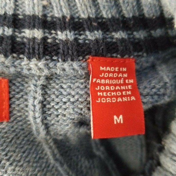 Izod Mens Blue Cable Knit 1/4 Zip Pullover Sweater M - Picture 10 of 11